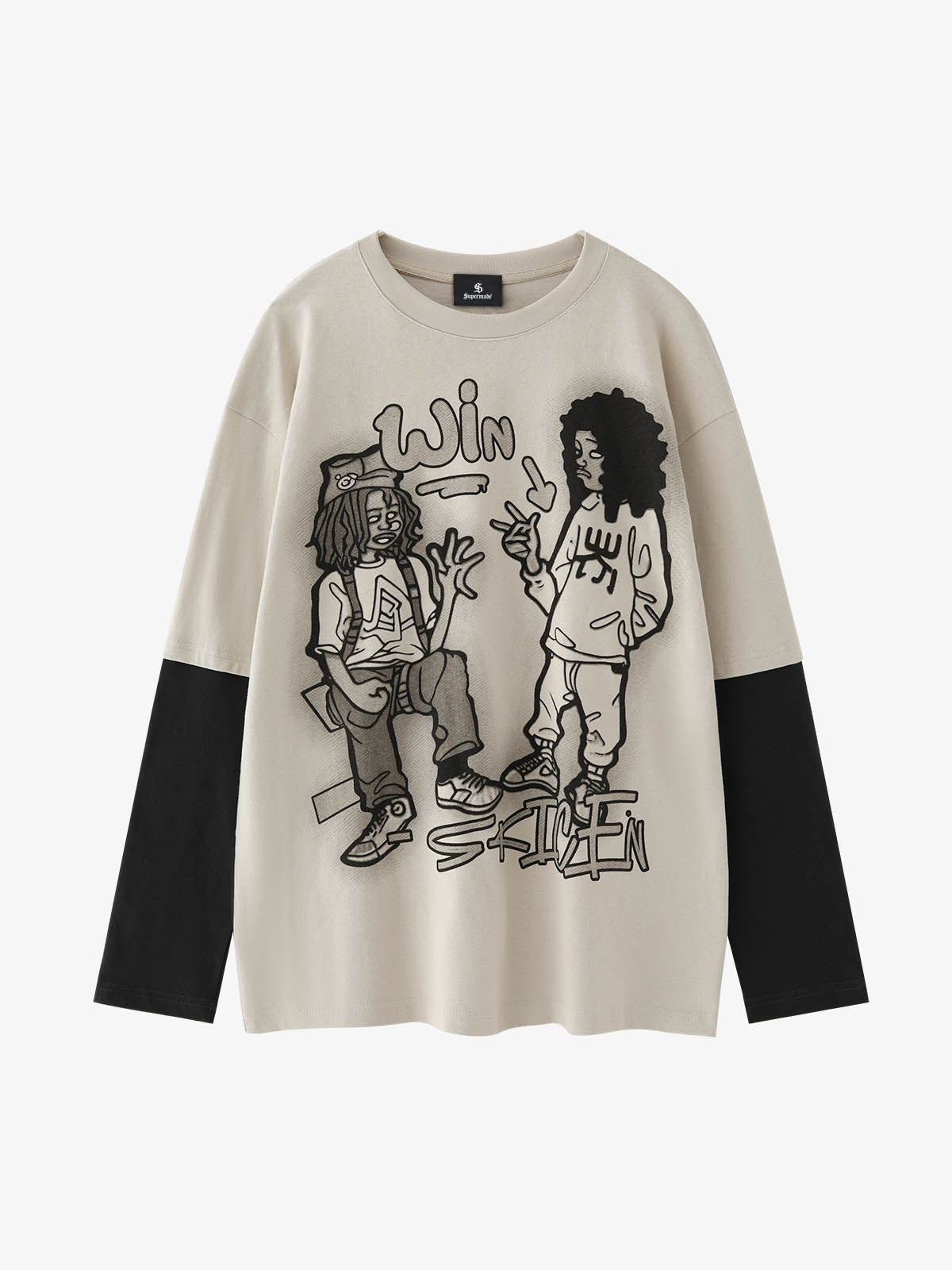 グラフィティパッチワーク長袖Tシャツ