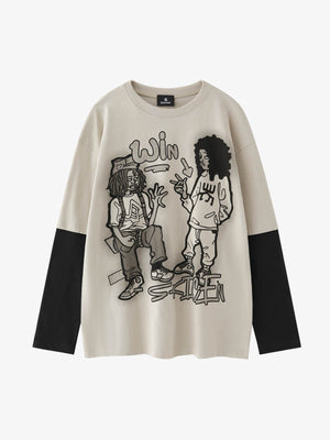 Graffiti Patchwork Long Sleeve Tee