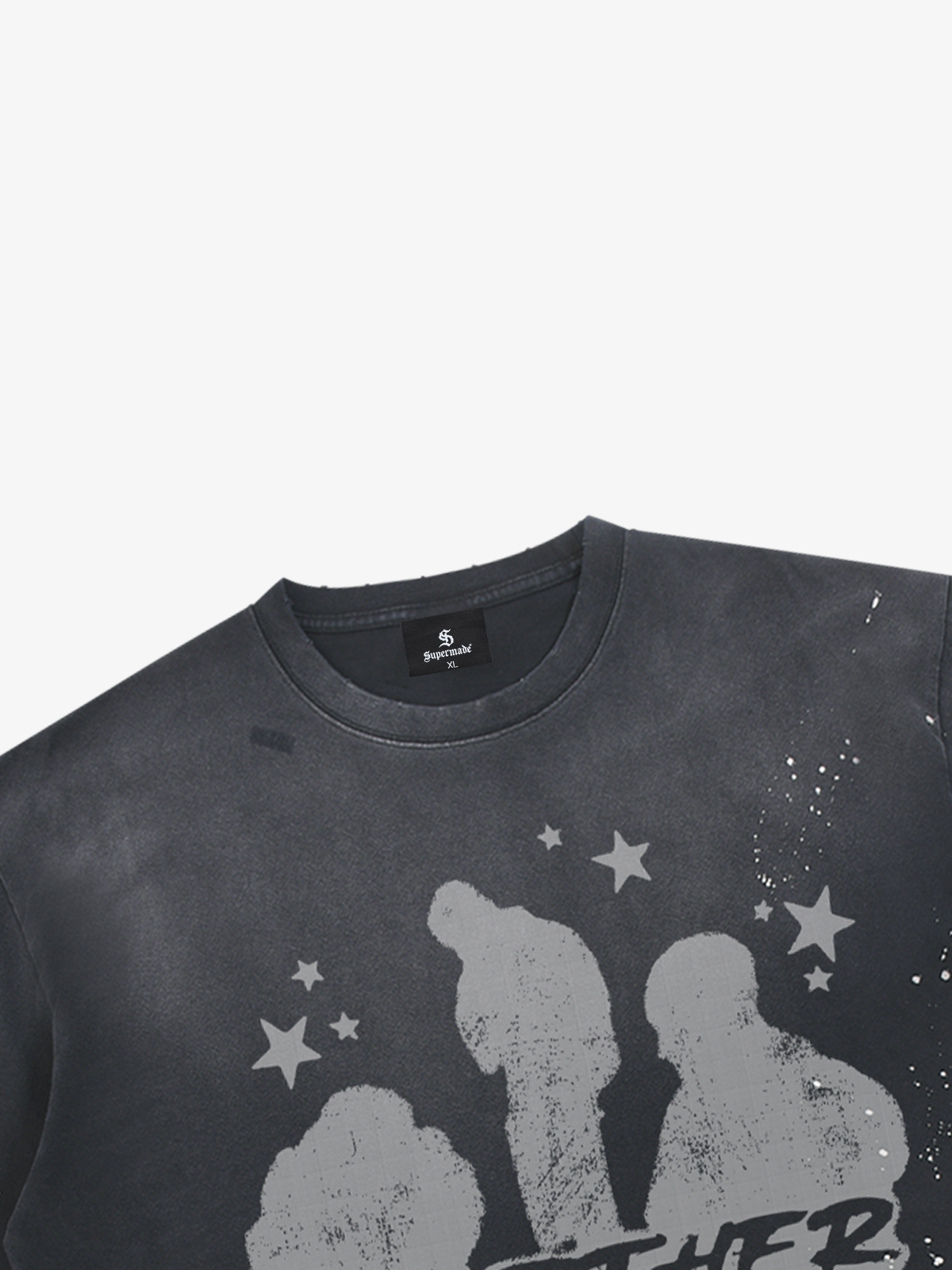 Portrait Graphic Ink Splatter Washed Tee