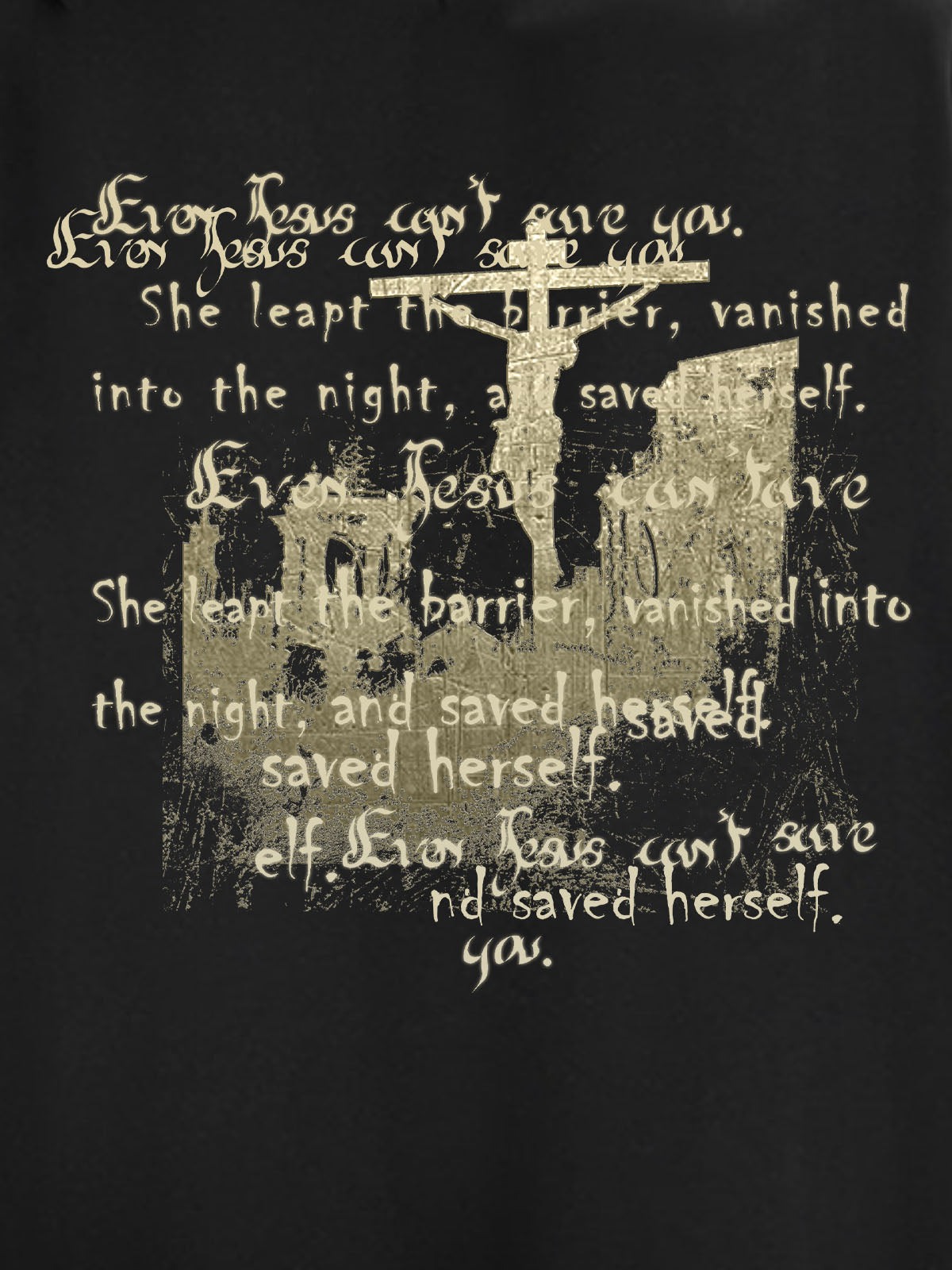 Metallic Script Letter Cross Graphic Hoodie 