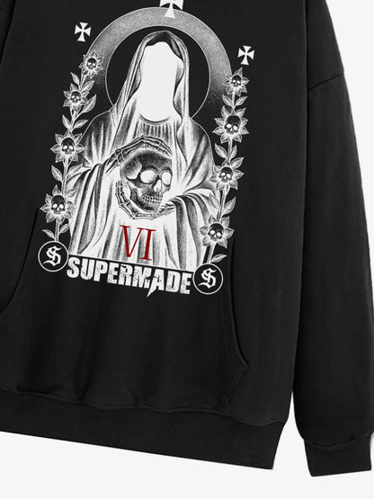 Thesupermade Dark Headless Skull Death Hooded Sweatshirt 