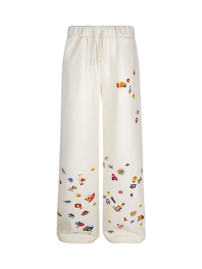 Retro Fun Pattern Washed Straight Pants 