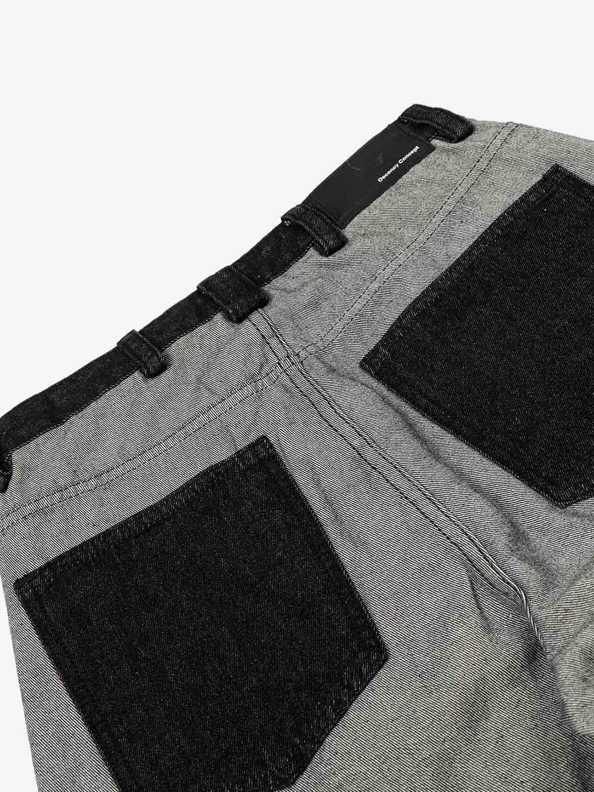 Distressed Reverse Design Large Pocket Printed Jeans 