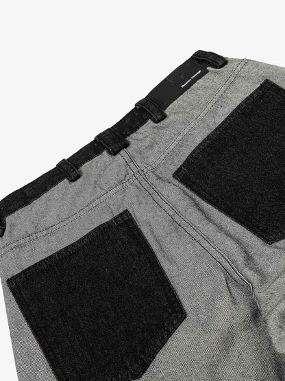 Distressed Reverse Design Large Pocket Printed Jeans 