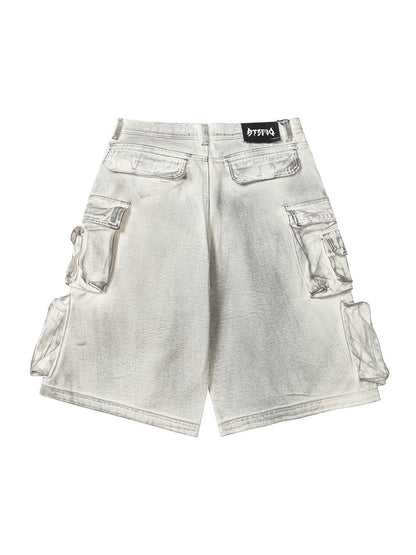 Distressed Multi-Pocket Cargo Shorts 