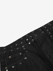 Leopard Star Studded Bootcut Jeans