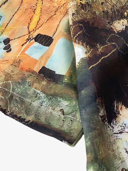 Thesupermade Oil Painting Print Short-sleeved Shirt 