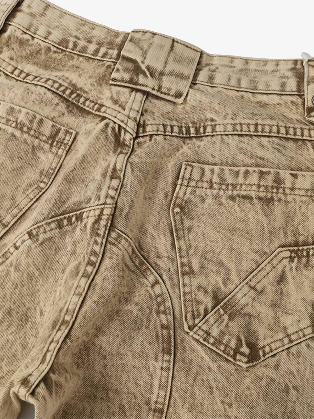 Distressed Raw-Edge Panel Sculpted Wide-Leg Jeans - 2590 