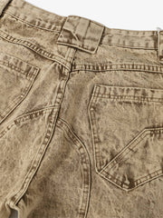 Distressed Raw-Edge Panel Sculpted Wide-Leg Jeans - 2590 