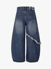 Layered Rhinestone Baggy Jeans
