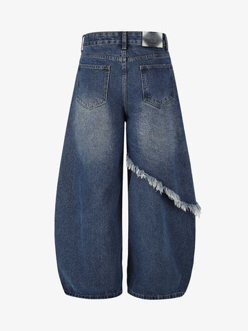 Layered Rhinestone Baggy Jeans