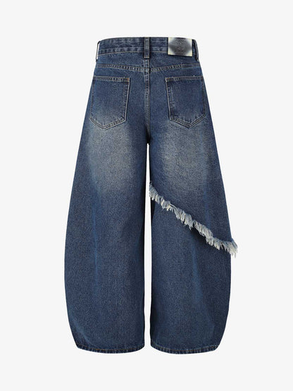 Layered Rhinestone Baggy Jeans