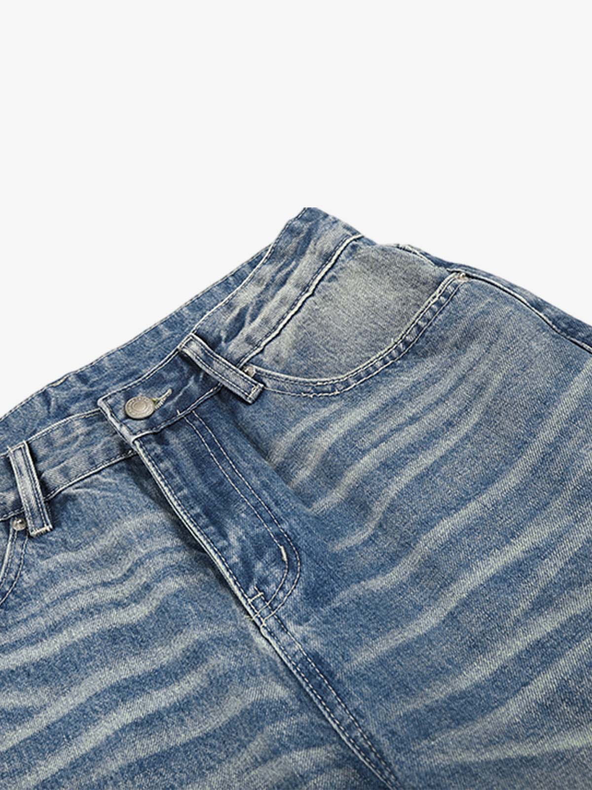 Whisker-Faded Washed Jeans