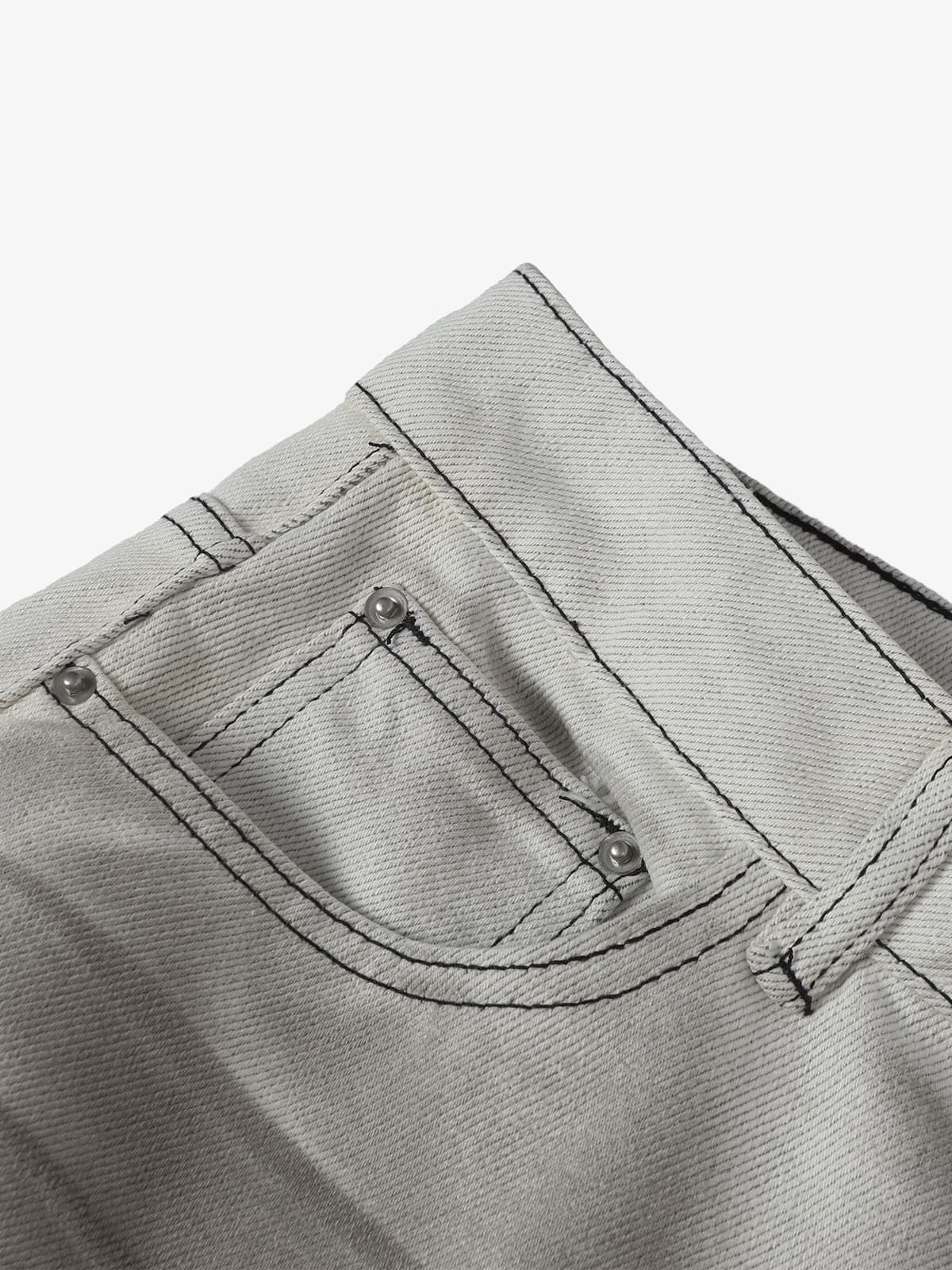 Retro Utility Dirty Wash Whisker Detail Flare Jeans 