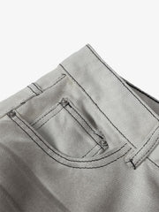 Retro Utility Dirty Wash Whisker Detail Flare Jeans 