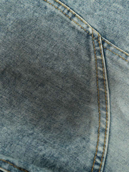 Vintage Paint-Splatter Scarf Tie Barrel Jeans