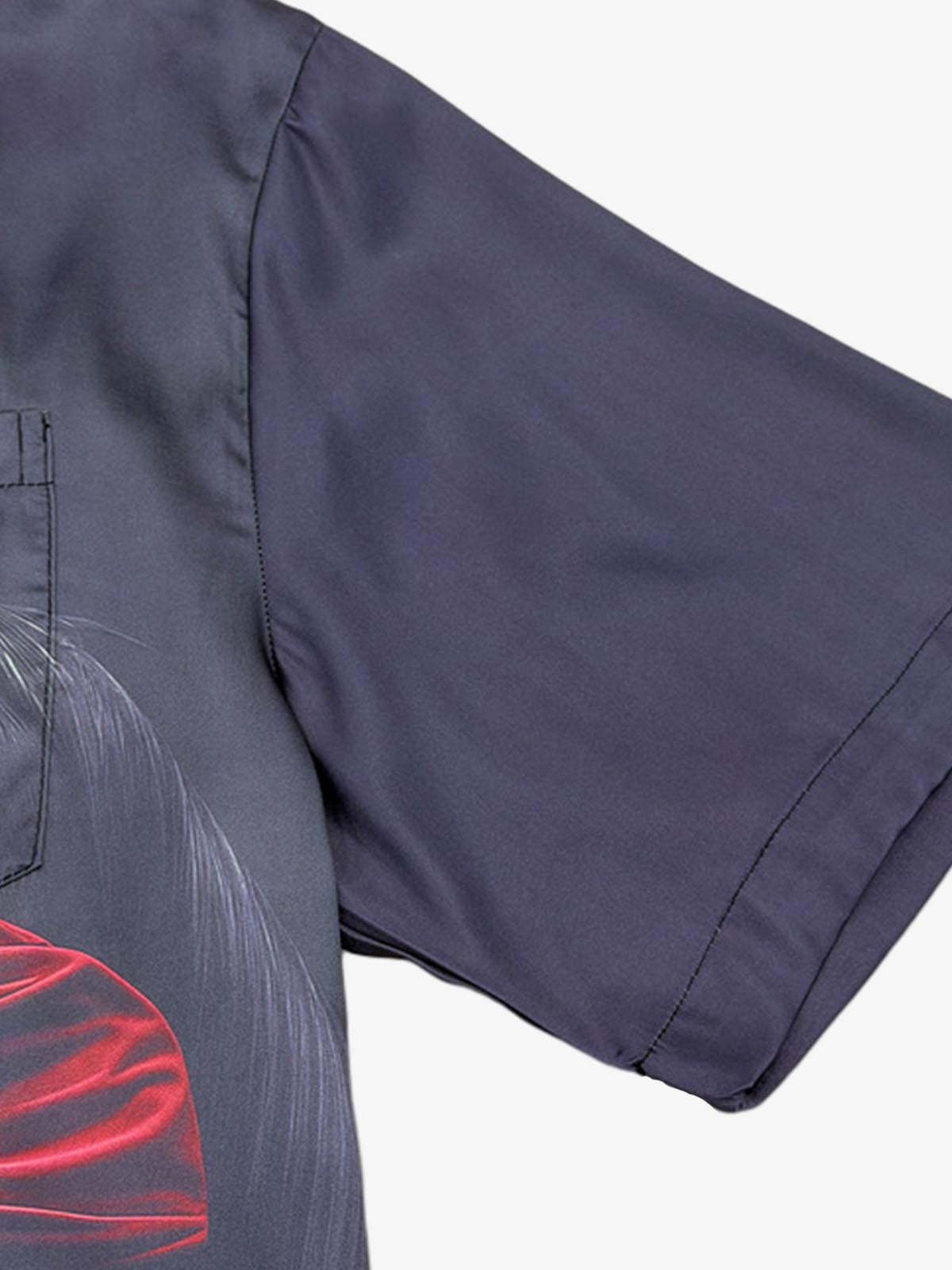 Red Blindfold Horse Camp Collar Boxy Shirt 