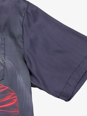 Red Blindfold Horse Camp Collar Boxy Shirt 