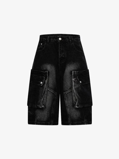 Cargo-Jeansshorts mit mehreren Taschen