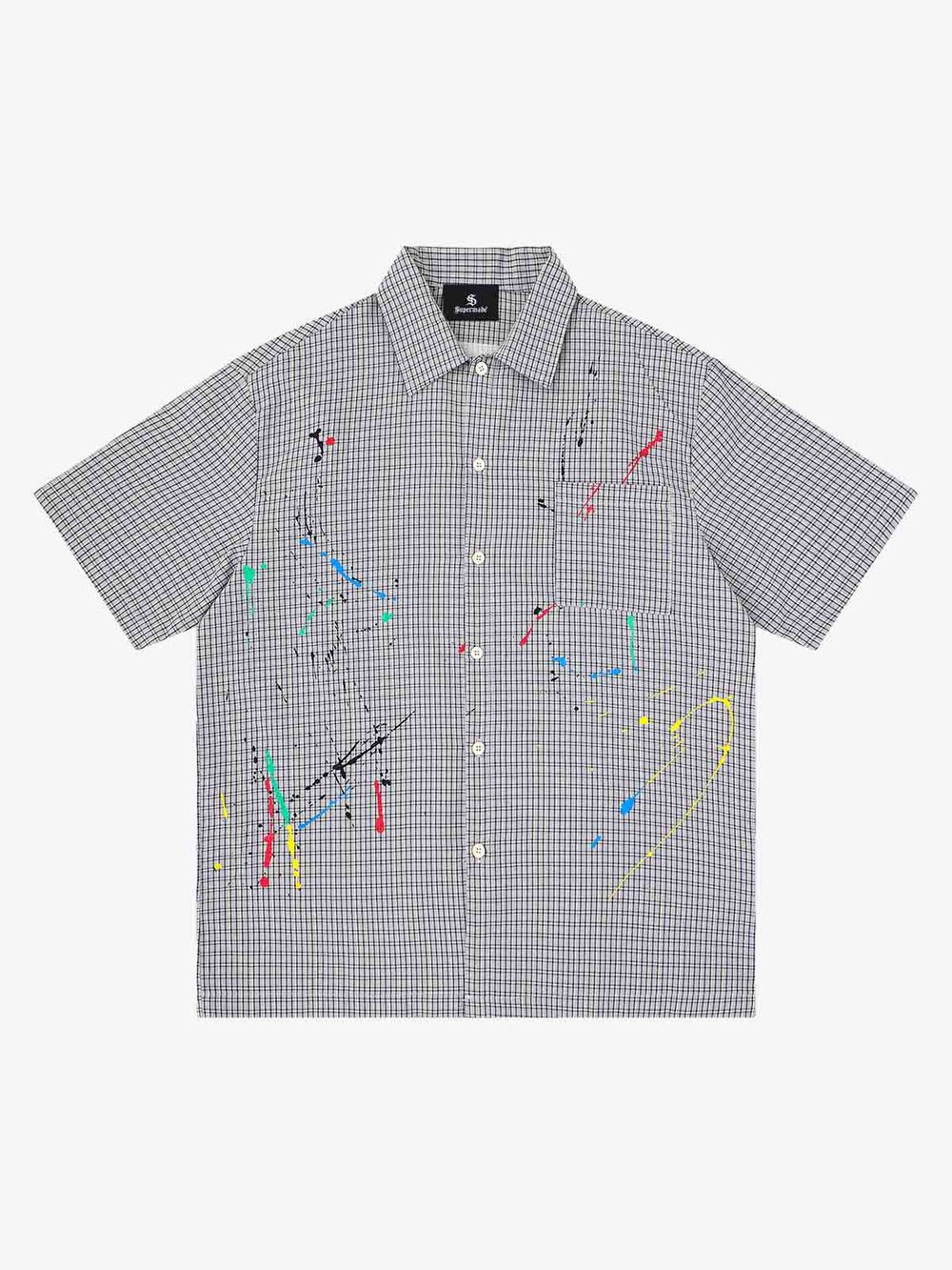 Camicia a righe con ricami floreali