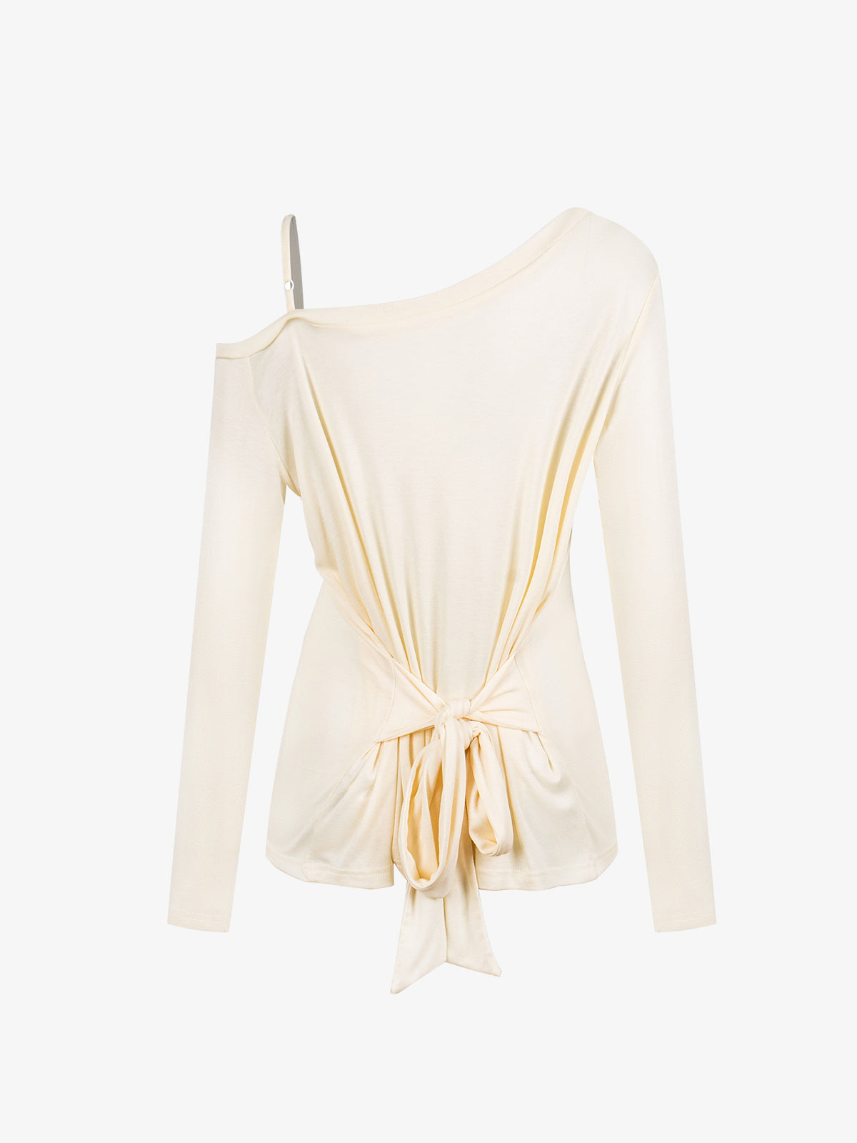 Off-Shoulder Cross Stud Long Slim Sleeve Tee