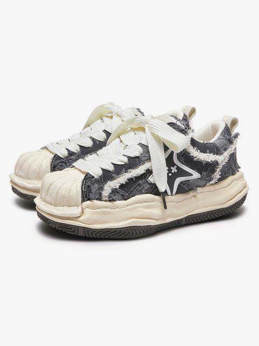 Trendy Distressed Sneakers with Star Design for Fashion Lovers 
