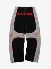 Tai Chi Embroidered Panelled Fleece Sweatpants