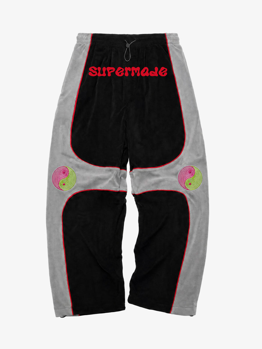 Tai Chi Embroidered Panelled Fleece Sweatpants