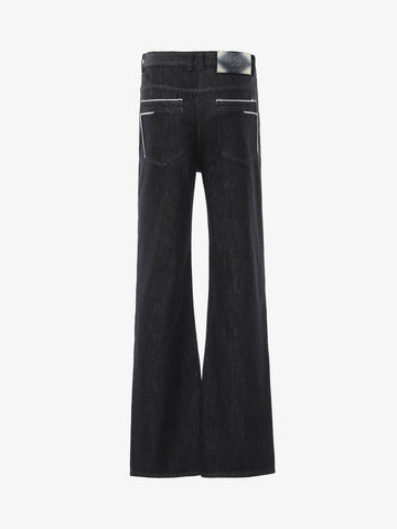 Vintage Contrast Trim Dark Wash Jeans 