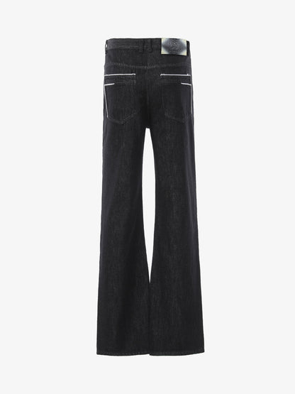 Vintage Contrast Trim Dark Wash Jeans 