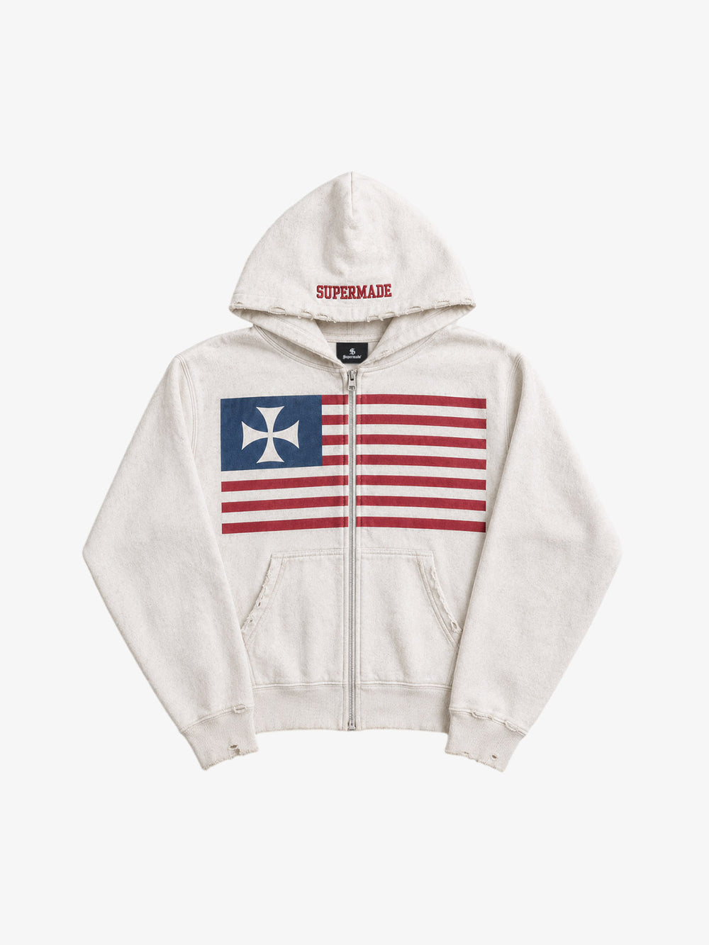 Cropped Flag Zip Hoodie