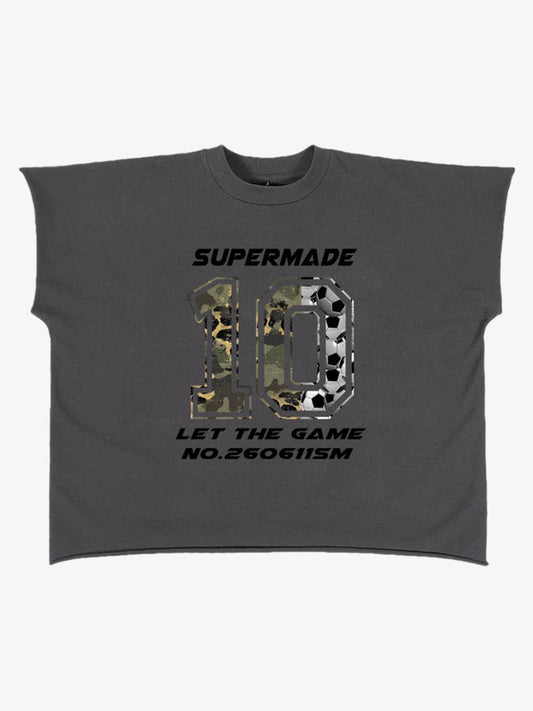Cotton Blend Oversized T-Shirt with Camo and Soccer Ball Print Number 10 Design 