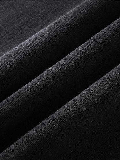 Cotton Long Sleeve Graphic Tee with Distressed 07 Print and NYC Sleeve Detail 