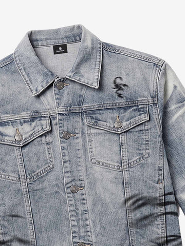 Tiger Stripe Curved-Sleeve Heavyweight Denim Jacket