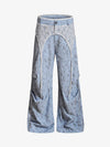 Pantalones casuales con patchwork de encaje de estrellas