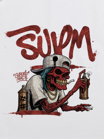 Street Trendy Skull Spray-Paint Graffiti Master T-Shirt 