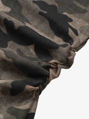 Off-Shoulder Camo Print Long Sleeve Tee