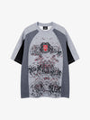 Embroidered Patchwork Collar Graphic Tee