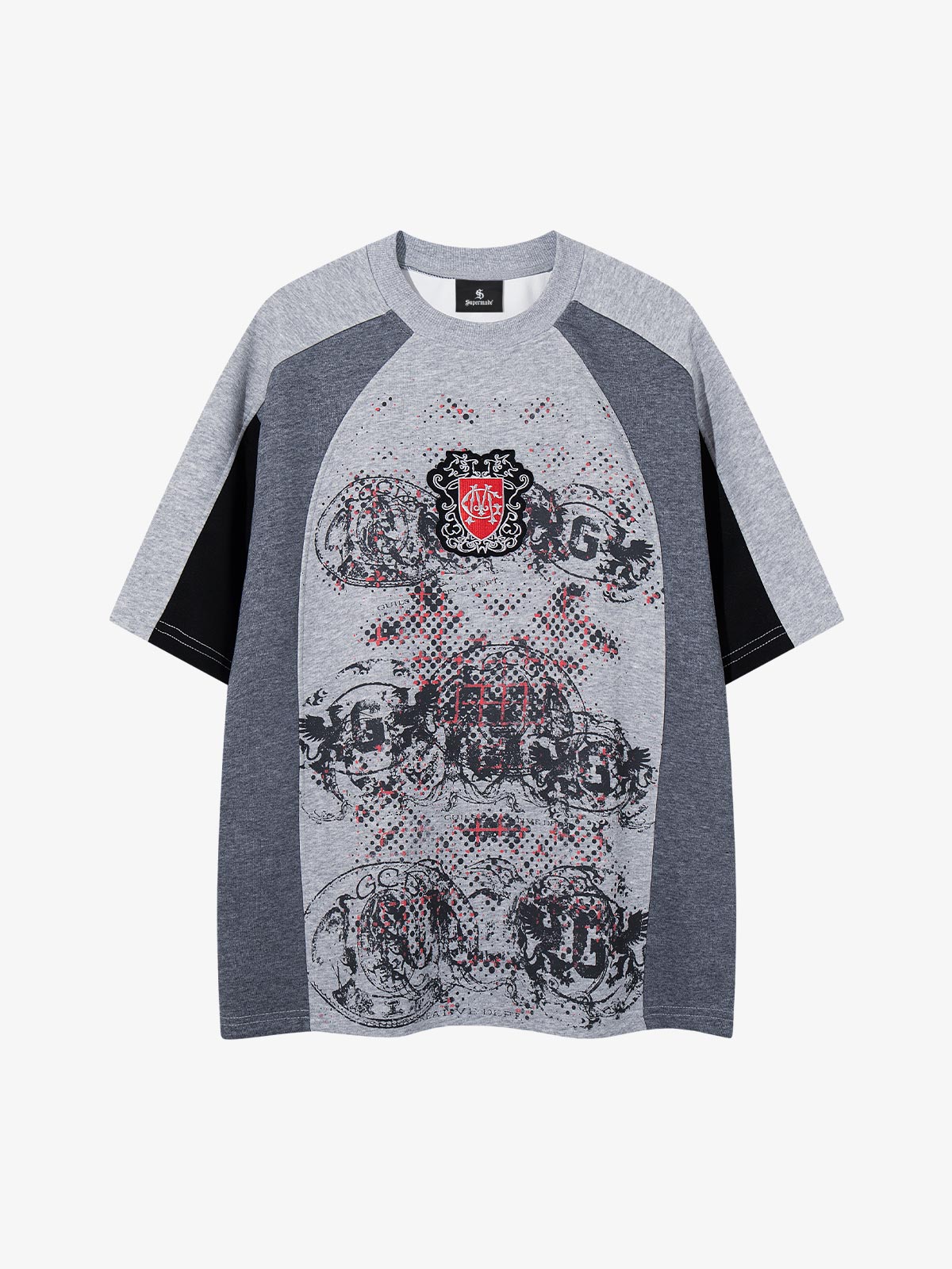 Embroidered Patchwork Collar Graphic Tee
