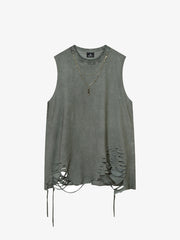 Street Ripped Vest with Detachable Necklace 