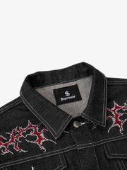 Rhinestone Thorn Graphic Denim Jacket 