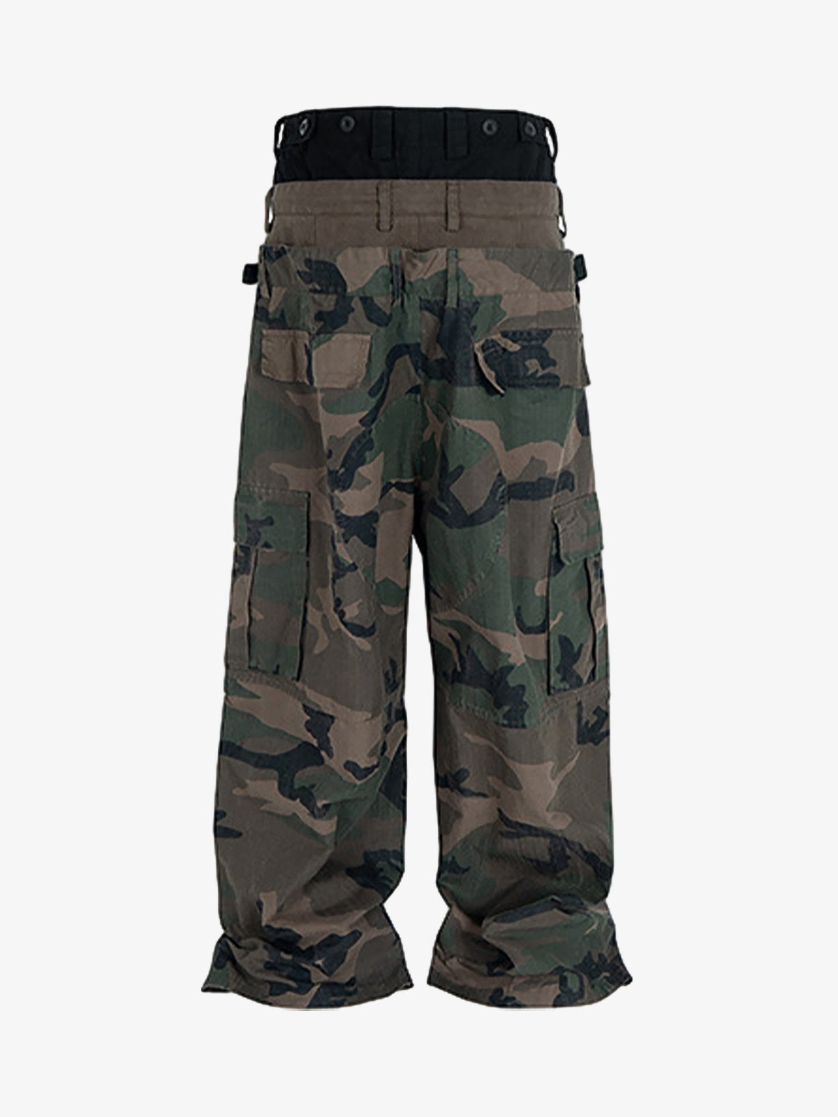 Three-Waist Splicing Camouflage Cargo Buckle Waist Design Overalls 
