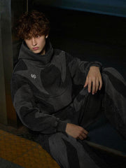 Washed Panel Detail Boxy Hoodie & Wide-Leg Sweatpants Set