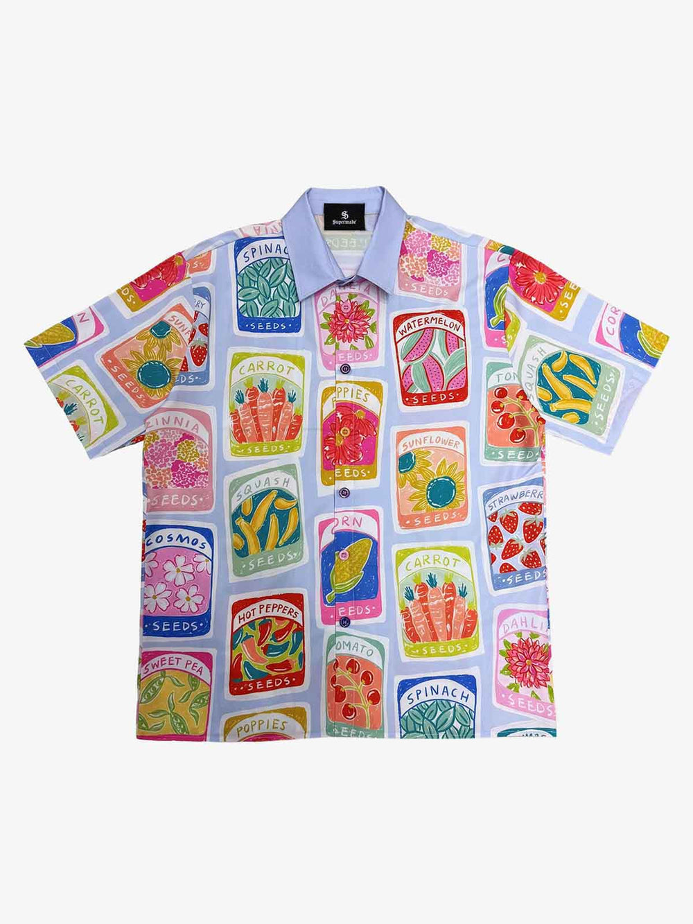 Vintage Seed Packet Camp Collar Boxy Shirt 
