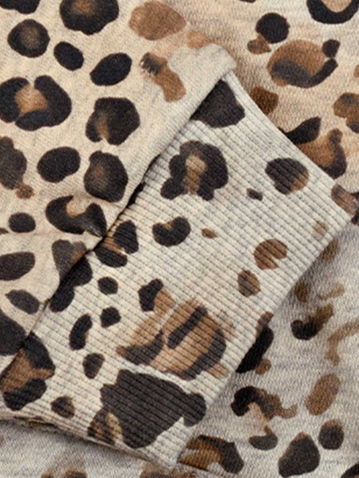 Gradient Leopard Distressed Zip Hoodie; Leopard / S, Leopard / M, Leopard / L, Leopard / XL, Leopard / 2XL