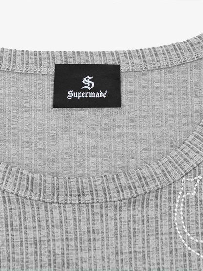 Ribbed Knit Long Sleeve T-Shirt – Soft Cotton Blend Base Layer