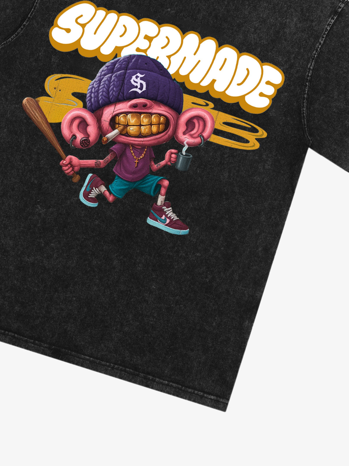 Thesupermade Cartoon Graffiti Baseball Cool Boy T-shirt 
