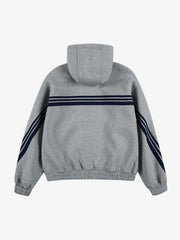 Striped Patchwork Boxy Fit Zip-Up Hoodie