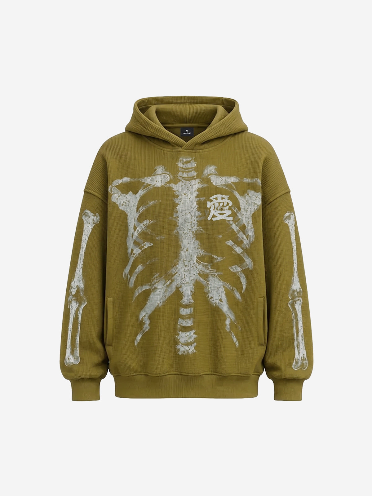 Skeleton Bone Graphic Distressed Hoodie