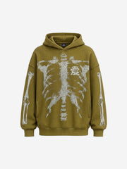 Skeleton Bone Graphic Distressed Hoodie